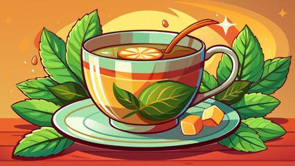 cup of tea with mint leaves