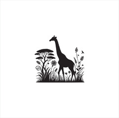 Fototapeta premium Black silhouette giraffe vector