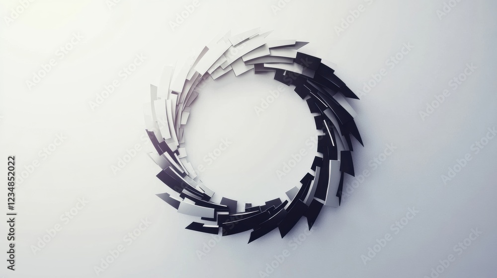 Aufkleber Abstract circular design featuring dynamic black and white shapes creating a sense of movement and depth in a modern aesthetic. Generative AI