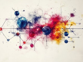 Abstract representation of molecular structures with vibrant colors and patterns.