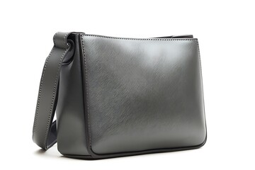 Minimalist slate grey crossbody bag with a subtle sheen, presented against a white background.