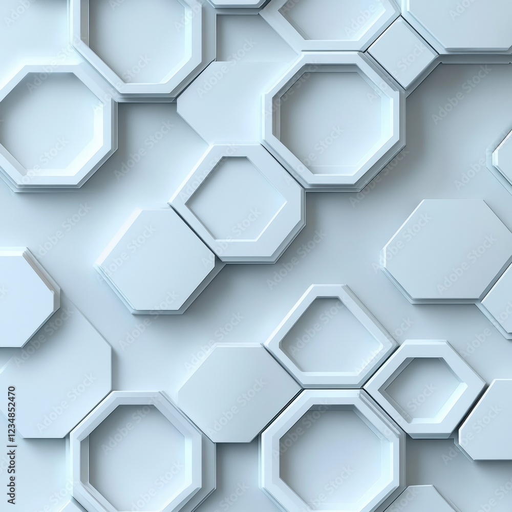 Poster unique geometric hexagonal patterns create a modern three dimensional wall design in a sleek interio