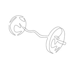 Barbell continuous line. Continuous one line drawing barbell for exercise. Gym, fitness concept. Single line drawing