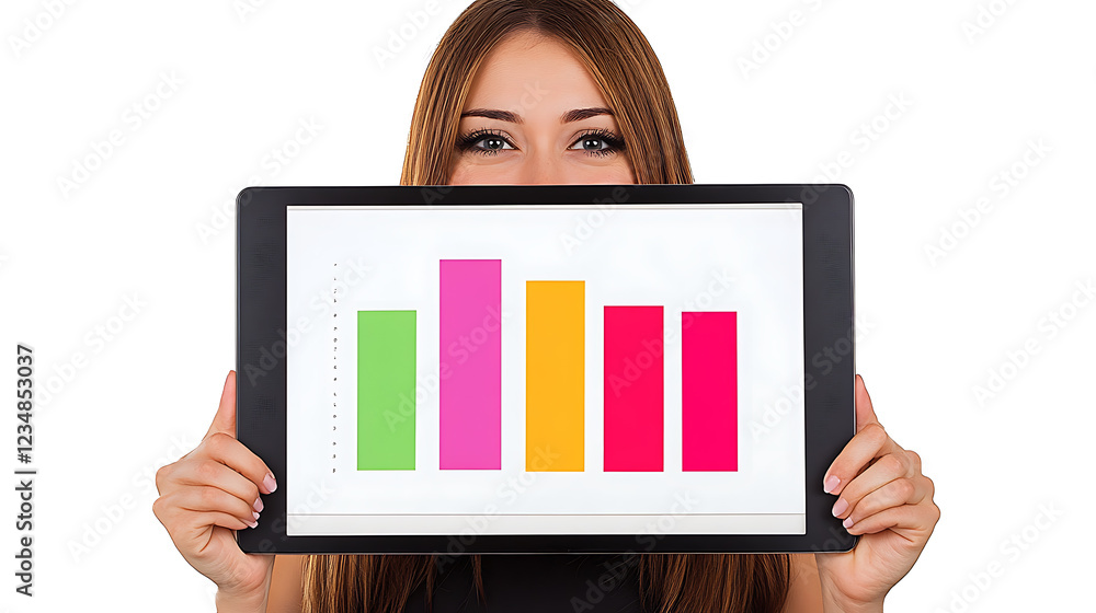 Poster business presentation of growth statistics office digital chart professional setting front view data