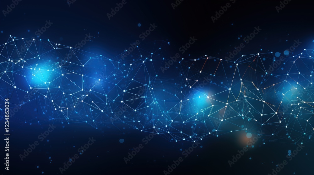 Poster futuristic wireframe background with plexus effect and light particles for technology and innovation