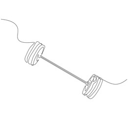 Barbell continuous line. Continuous one line drawing barbell for exercise. Gym, fitness concept. Single line drawing