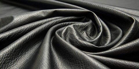 Black leather folds with intricate creasing, dark upholstery, premium upholstery, dark leathers