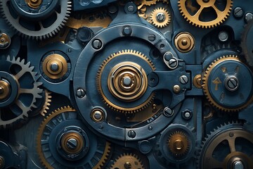 Intricate Gear System Clockwork Mechanism Detail