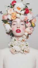 Fototapeta premium Floral portrait art studio soft focus close-up beauty