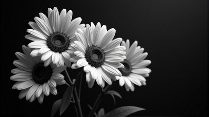 white flower on black background