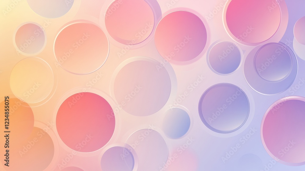 Poster colorful abstract pattern of overlapping circles creating a soft gradient in pastel hues. generative