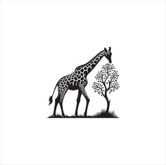 Black silhouette giraffe vector