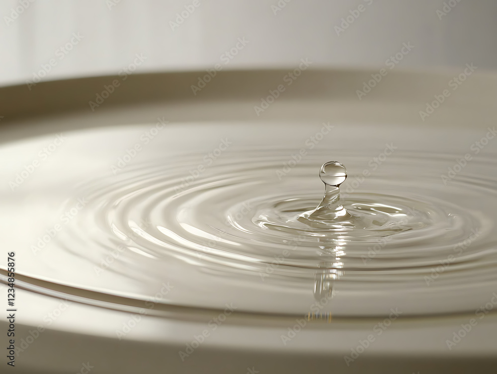 Poster ripple effect of a water drop calm surface photography minimalistic environment close-up view fluid 