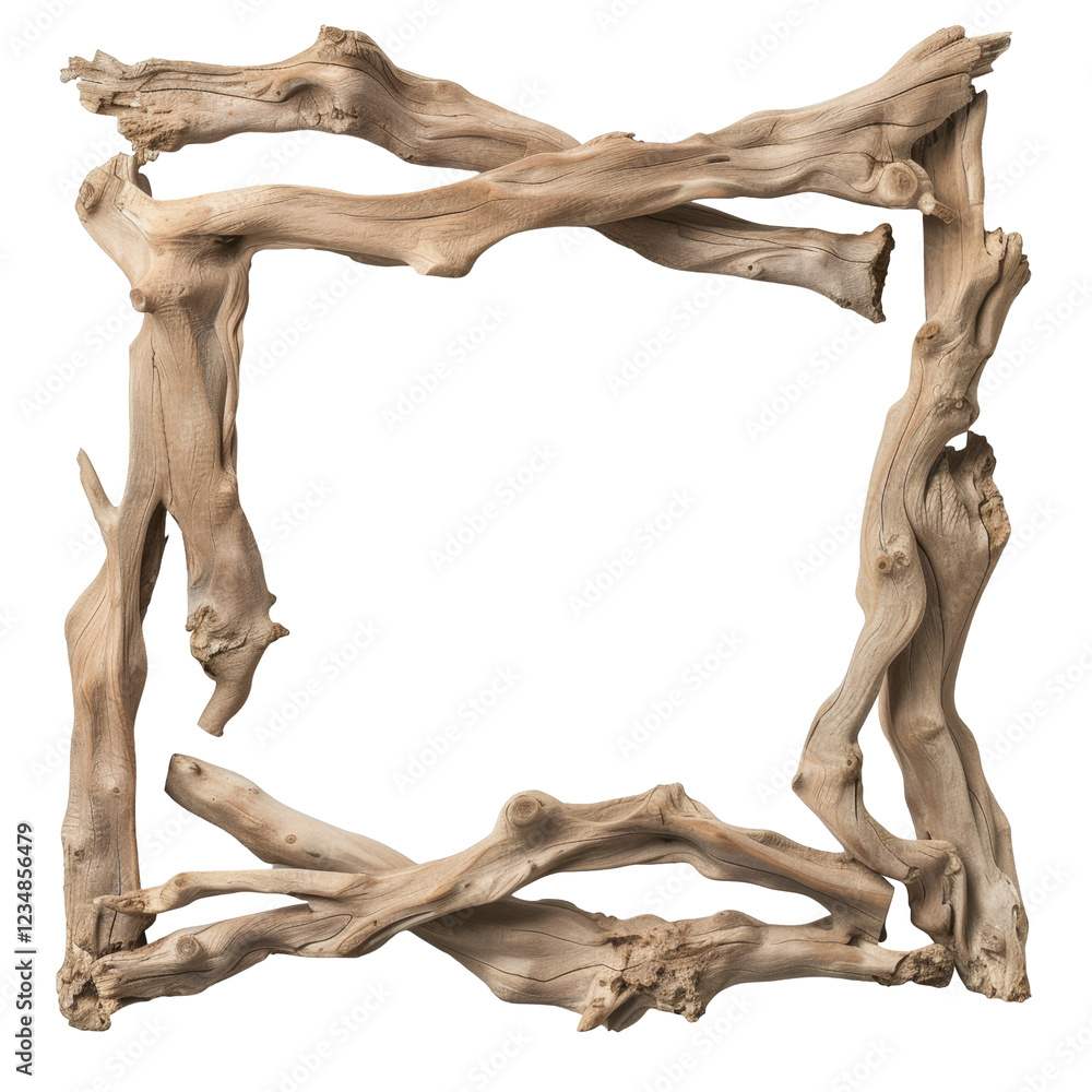 Aufkleber natural driftwood frame with unique twisted branches for rustic and artistic decor display