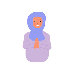 Muslim female characters wishing everyone a happy Eid al-Fitr.
