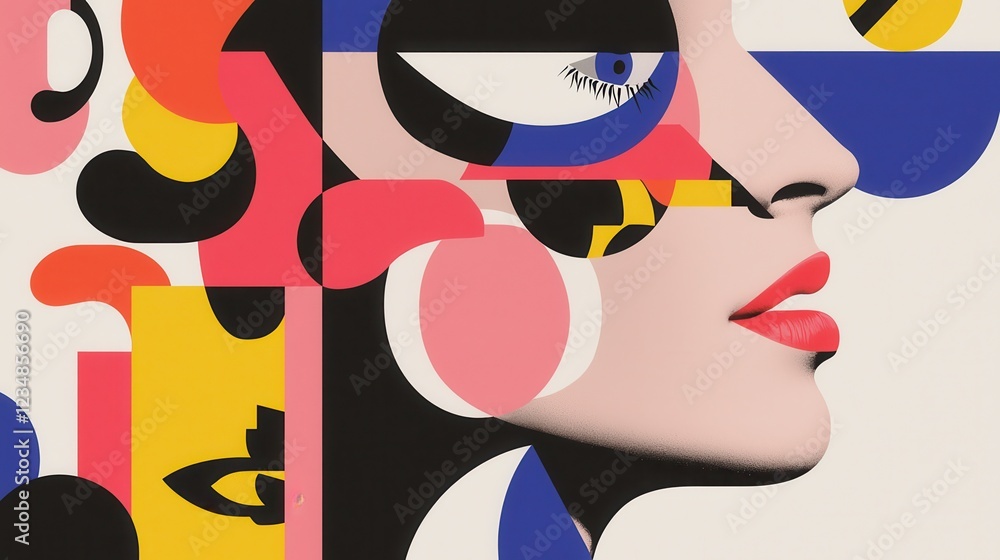 Poster visual brainstorming of abstract human form creative studio graphic art colorful design close-up exp