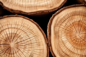 Fototapeta premium Wooden logs showing growth rings creating a beautiful natural pattern