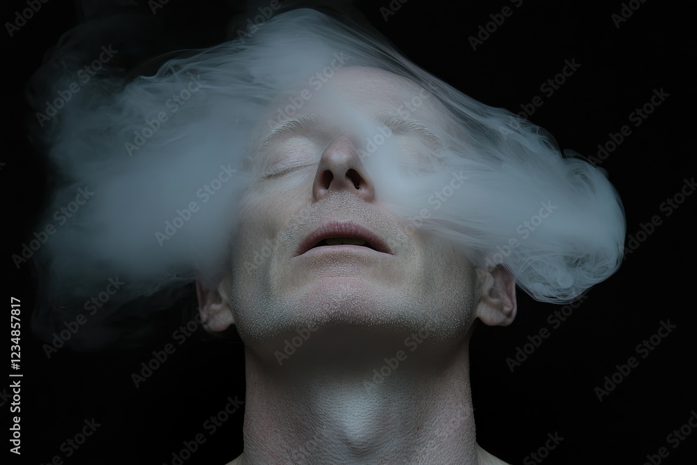 Poster transformative experience of inner reflection dark studio artistic abstract atmosphere close-up view