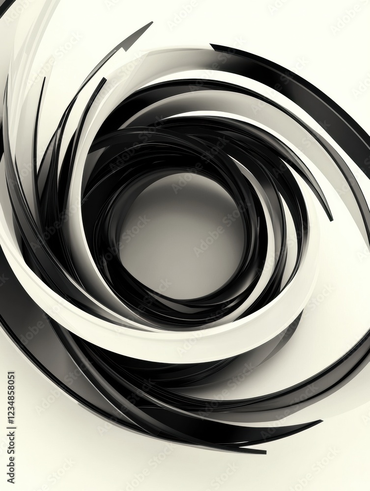 Aufkleber creative black and white spiral design made from layered materials on a neutral surface. generative 