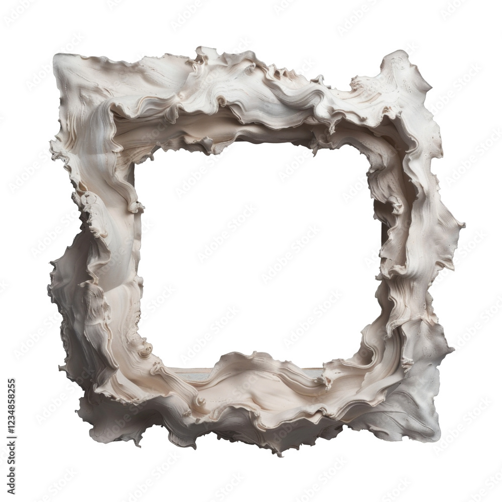 Poster intricate white ceramic frame with textured wave-like patterns and unique creative design
