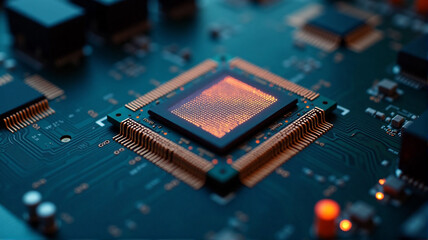 close up of computer circuit board