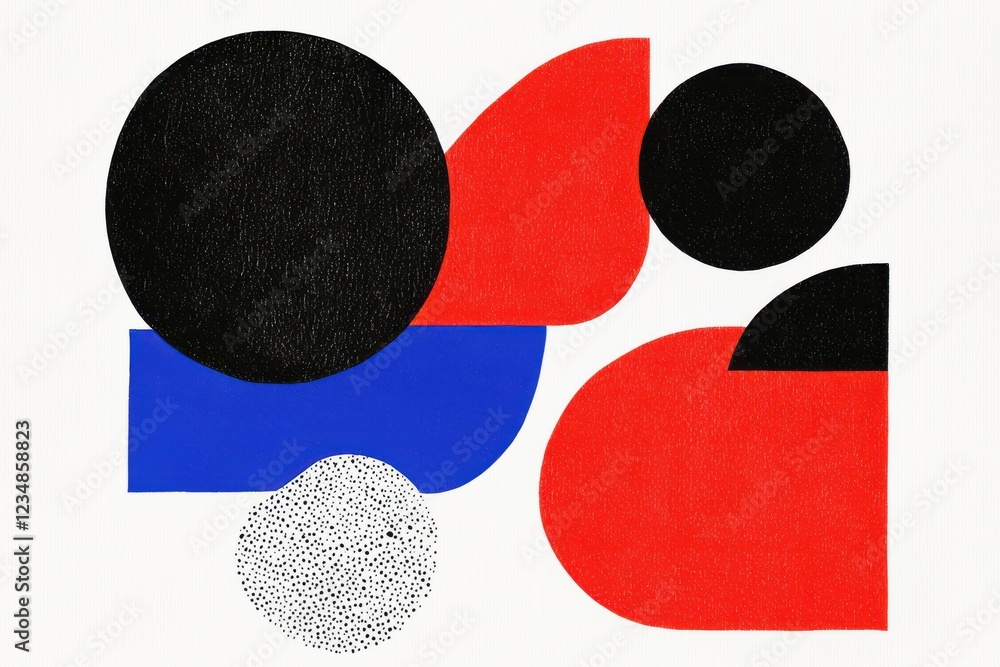 Poster dynamic abstract art featuring bold shapes graphic design studio setting modern interpretation