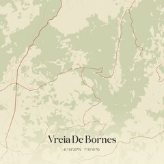 Obraz premium Vintage map of Vreia De Bornes, Portugal. 