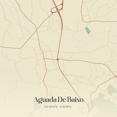 Vintage map of Aguada De Baixo, Portugal. 