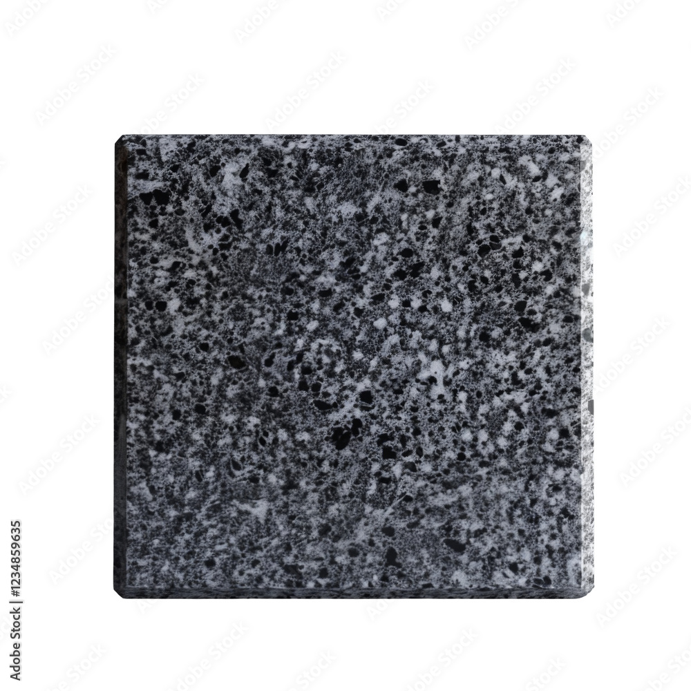 Poster square gray granite tile with textured and speckled surface showing natural stone patterns