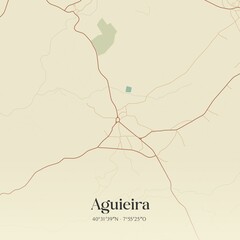 Vintage map of Aguieira, Portugal. 
