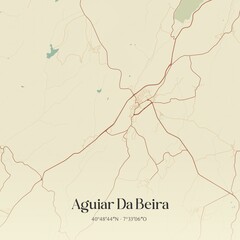 Vintage map of Aguiar Da Beira, Portugal. 
