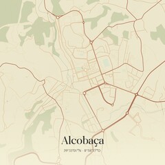 Vintage map of Alcoba�a, Portugal. 
