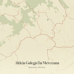 Vintage map of Aldeia Galega Da Merceana, Portugal. 