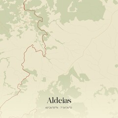 Vintage map of Aldeias, Portugal. 