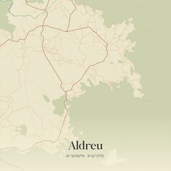 Fototapeta premium Vintage map of Aldreu, Portugal. 