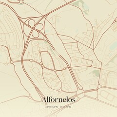 Vintage map of Alfornelos, Portugal. 