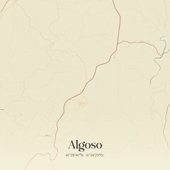 Vintage map of Algoso, Portugal. 