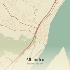 Vintage map of Alhandra, Portugal. 
