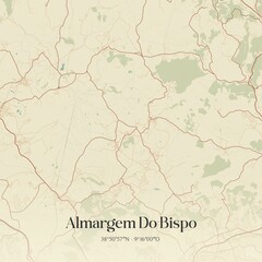 Vintage map of Almargem Do Bispo, Portugal. 