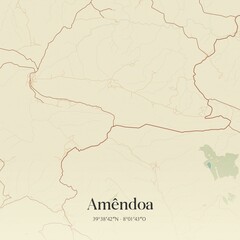 Fototapeta premium Vintage map of Am�ndoa, Portugal. 