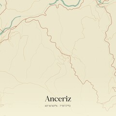 Obraz premium Vintage map of Anceriz, Portugal. 