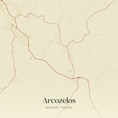 Fototapeta premium Vintage map of Arcozelos, Portugal. 