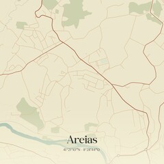 Vintage map of Areias, Portugal. 