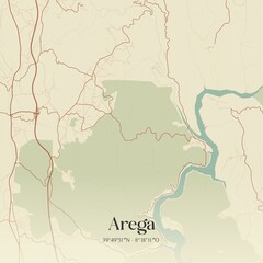 Vintage map of Arega, Portugal. 