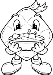 ketupat ramadhan character cartoon outline