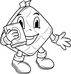 ketupat ramadhan character cartoon outline