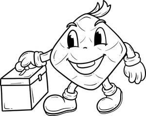 ketupat ramadhan character cartoon outline