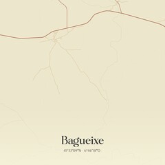 Vintage map of Bagueixe, Portugal. 