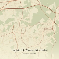 Vintage map of Baguim Do Monte (Rio Tinto), Portugal. 