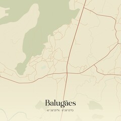 Vintage map of Balugães, Portugal.